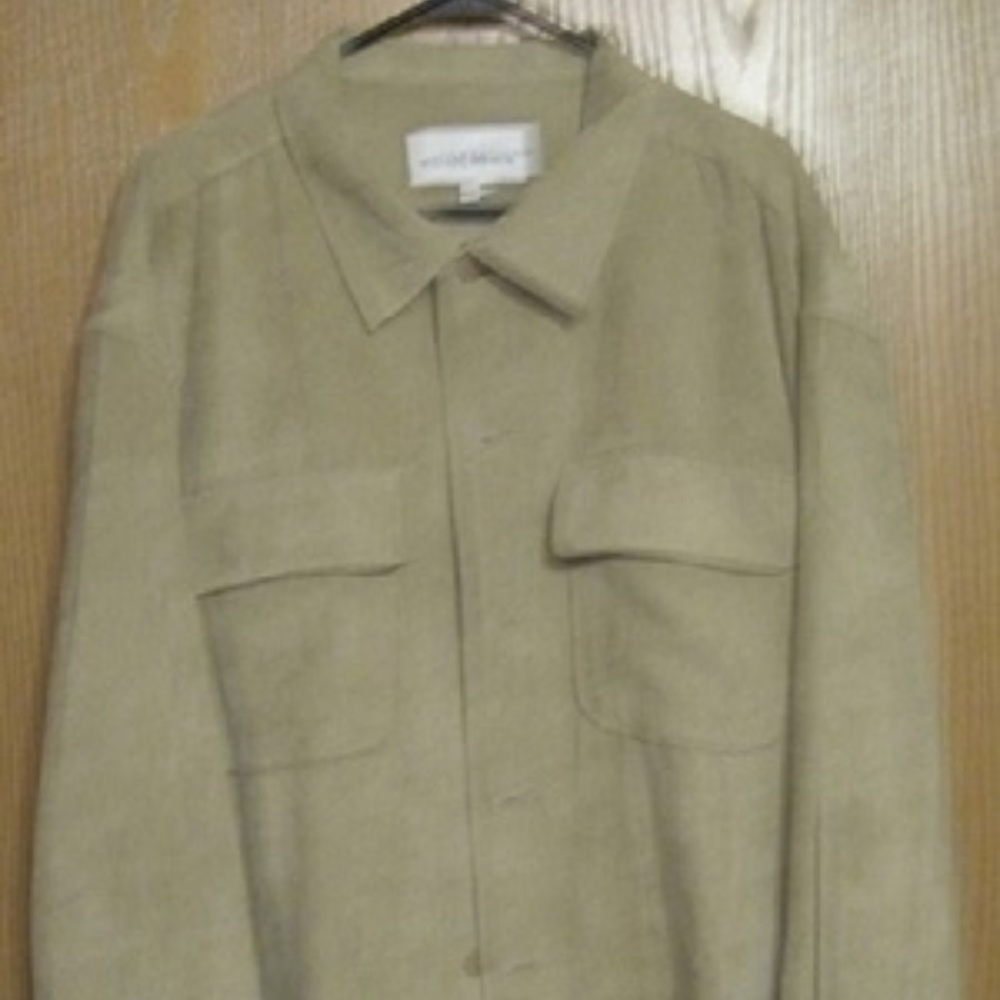 MICHAEL BRANDON MEN'S BEIGE SUEDE CLOTH SHIRT